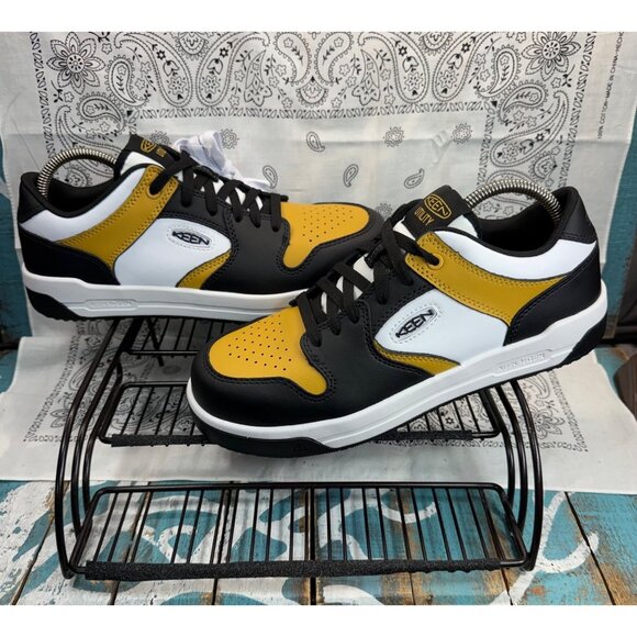 NEW KEEN Overton Work Shoe (Carbon Toe) Leather Yellow/White/Black Mens Sz 9D - Picture 1 of 9